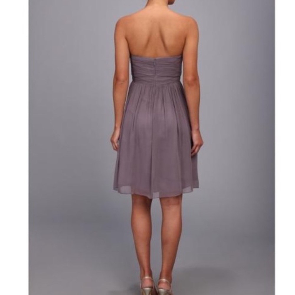 Donna Morgan Silk Ruffle Tiered Strapless Cocktail Dress 6 - Picture 3 of 8